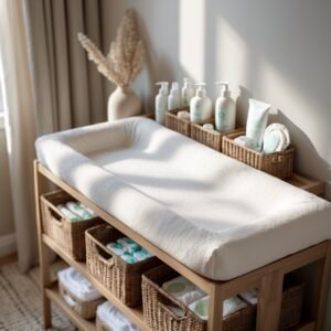 Organic nursery design luxury diapering station